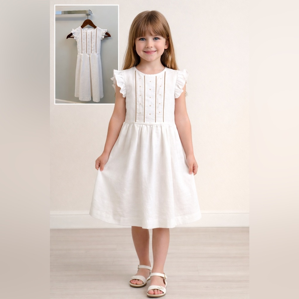 Edgehill Collection Girls Linen Dress – Size 6X – Like New